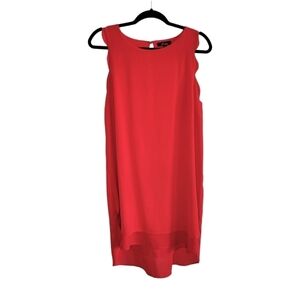 Monteau Red Sleeveless Scallop Edge Layered Knee Length Dress Women's Size L